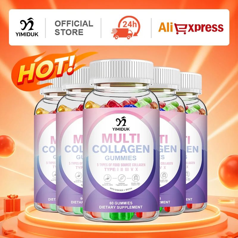 

Multi Collagen Gummies, with Vitamin E, for Skin Hydration, Promote Joint Flexibility, Hair, Gluten-Free