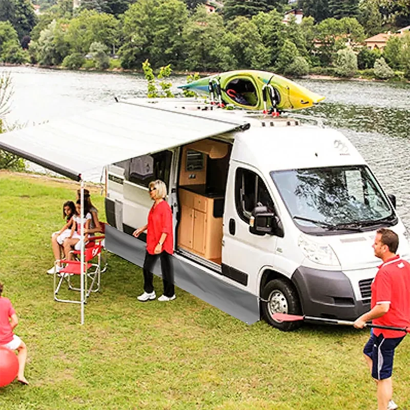 1 Juego de falda de tiro para toldo de caravana, 7m de longitud X 50cm de profundidad con cubiertas de arco de rueda y ventosas para autocaravana