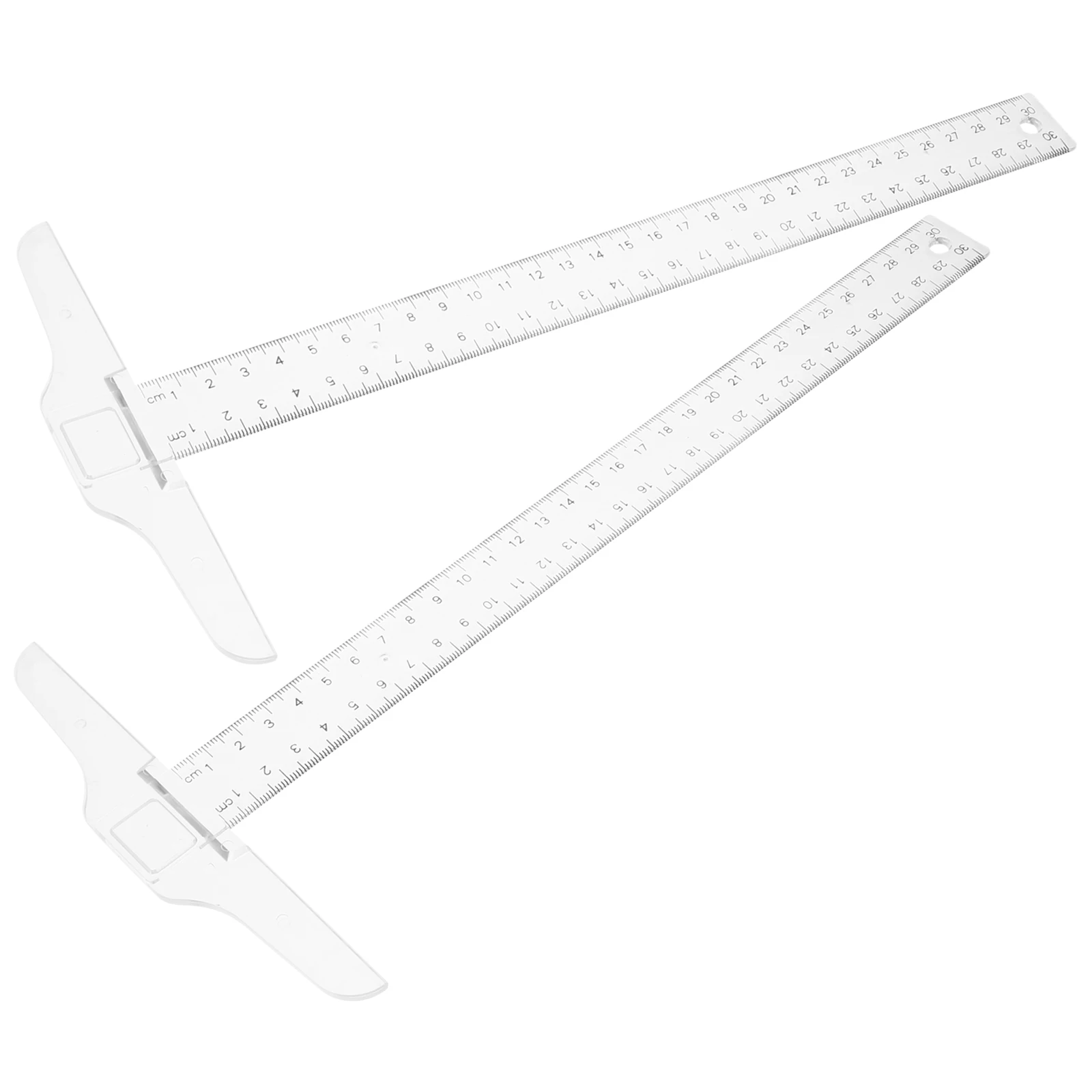2pcs T shaped Ruler Plastic Precise Markings Ideal Artists Designers Students Lightweight Portable Outdoors Travel