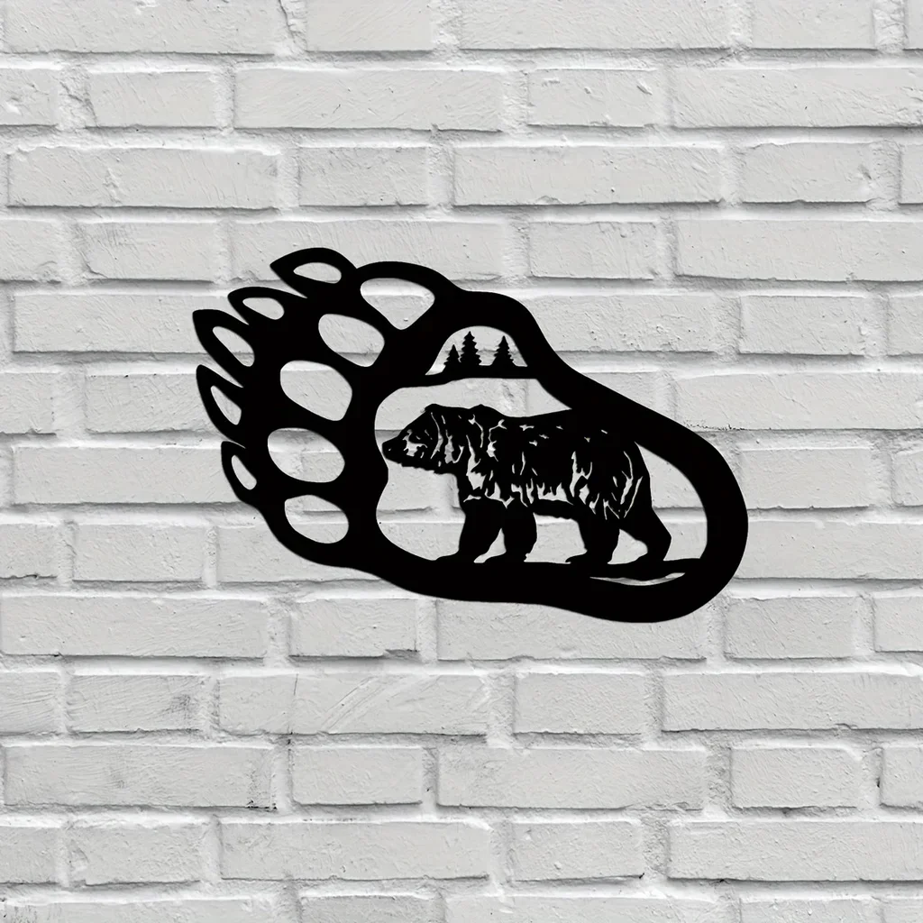 Bear Paw Home Decoration Metal Modern Wall Decor Living Room Bedroom Decor Sticker Mural Wall Hanging Art Decoration Background