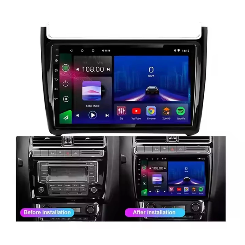 Witfighter 2 Din Android Car Radio Player with GPS Navigation Carplay IPS Screen Reversing Image for VW Polo 2011-2018 9 Inch