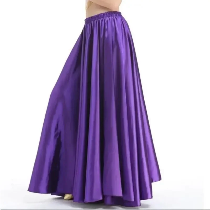 New Satin Long Skirt Dance Professional Dancewear Full Skirt Hot 360 Full Circle Satin Long Skirt Swing Dance Decoration