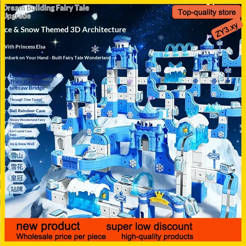 

2026 New Ice And Snow Theme Transformable Magnetic Cube Track Car Electric Anti-Gravity High-Speed Train Diy Assembly Track Toy
