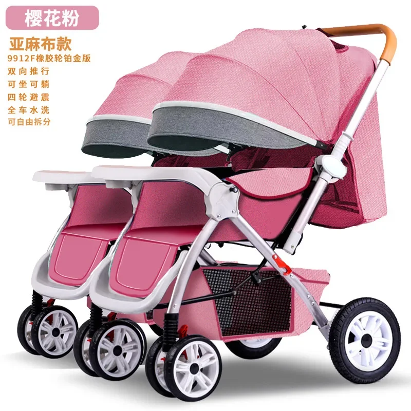 

Twin Baby Stroller Lightweight High in Landscape Portable Can Sit or Lie Down Detachable Foldable and Versatile