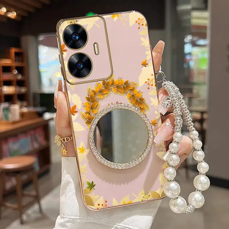 

Чехол для телефона с браслетом C55 Fallen leaves для Realme C63 C61 C51 C53 C65 C67 C75 Narzo N63 N55 N50A Note 60 50 P1Pro Cover