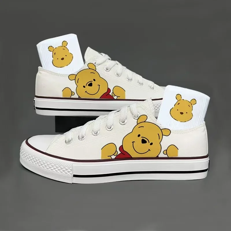 

Winnie Pooh Bear Student mickey mouse Female Korean Edition Hand drawn Shoes High top plus size Couple Canvas Shoes Casual Shoes