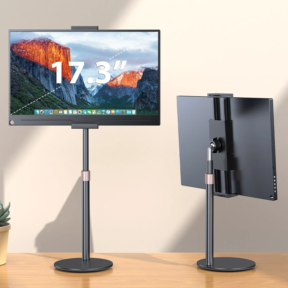 UPERFECT 360 Rotating Portable Monitor Stand Height Adjustable Vesa Monitor Tablet Free Standing Low Profile Desk Mount up to 17.3"