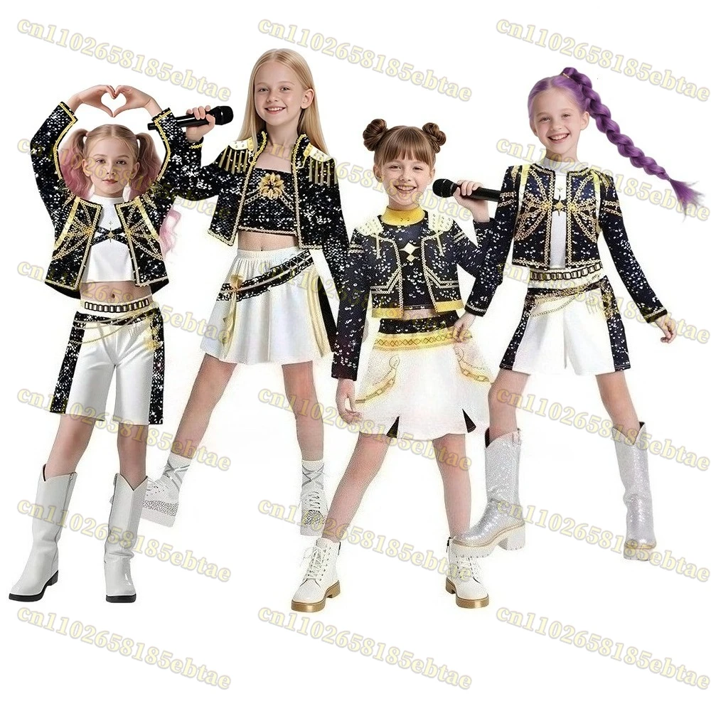 

Girls Kpop Zoey Cosplay Costume Kids Fancy Party K-Pop Demon Hunters Rumi Costume Idol Mira Cosplay Halloween Carnival Clothes