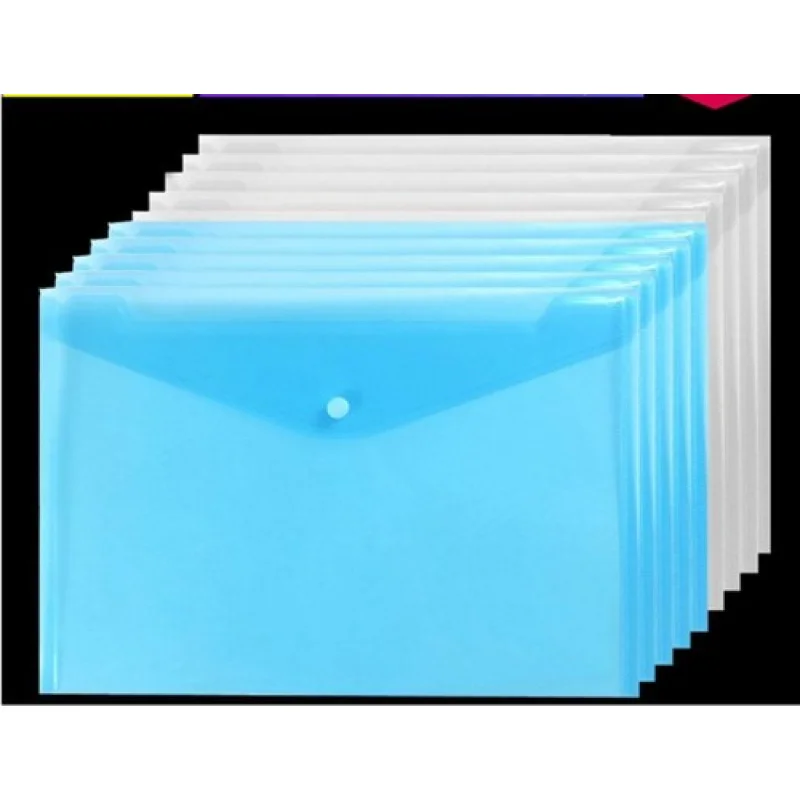 A+ 10 Buah Tas Dokumen Tempat File Transparan Tebal A4 Organizer Biru