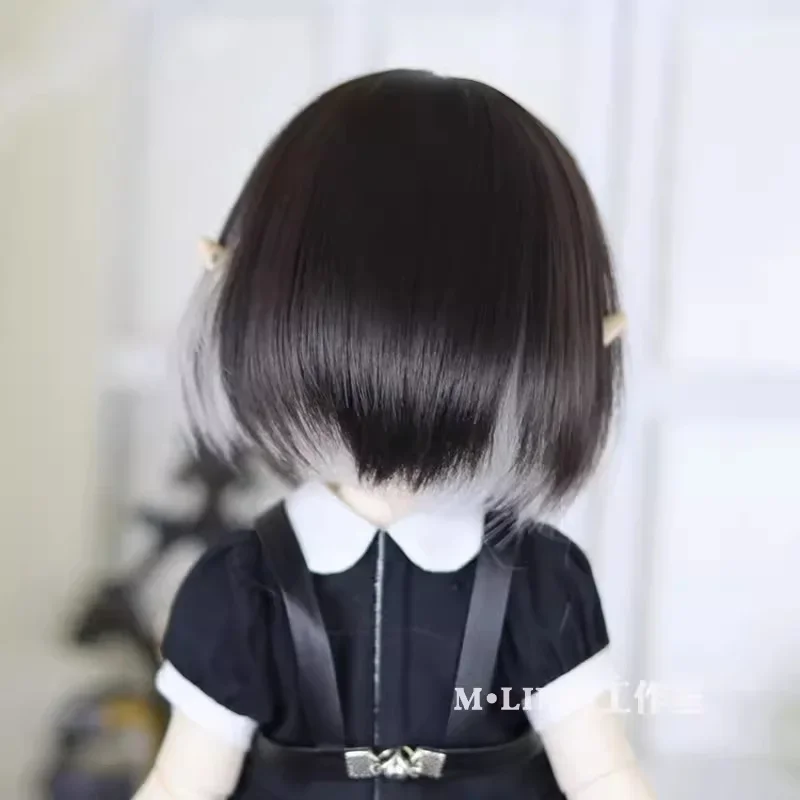 Perucas de boneca bjd, cabelo curto de alta temperatura para 1/3 1/4 msd mdd, acessórios de cabelo para meninas, presente diy