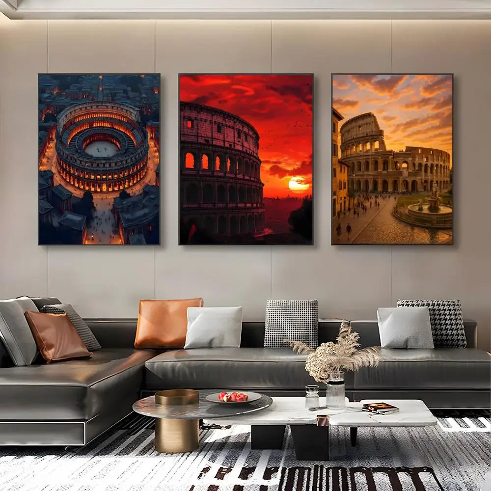 Historic Colosseums Poster Modern art bathroom wall poster waterproof frameless decorative gift