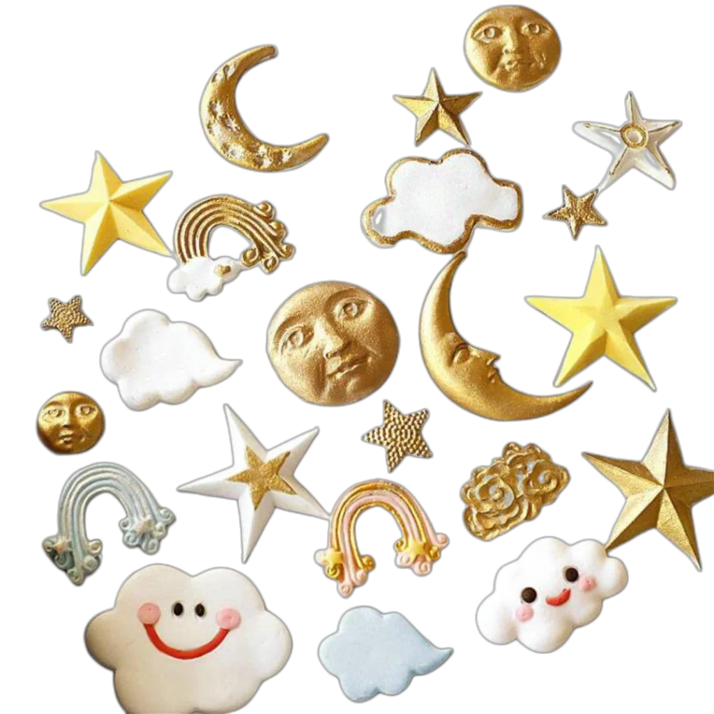 Kinds New Moon Star Smiley Cloud Chocolate Baking Mold Fondant Candy Sugar Mould Mousse Cake Decoration Form DIY Hand Tool M2021