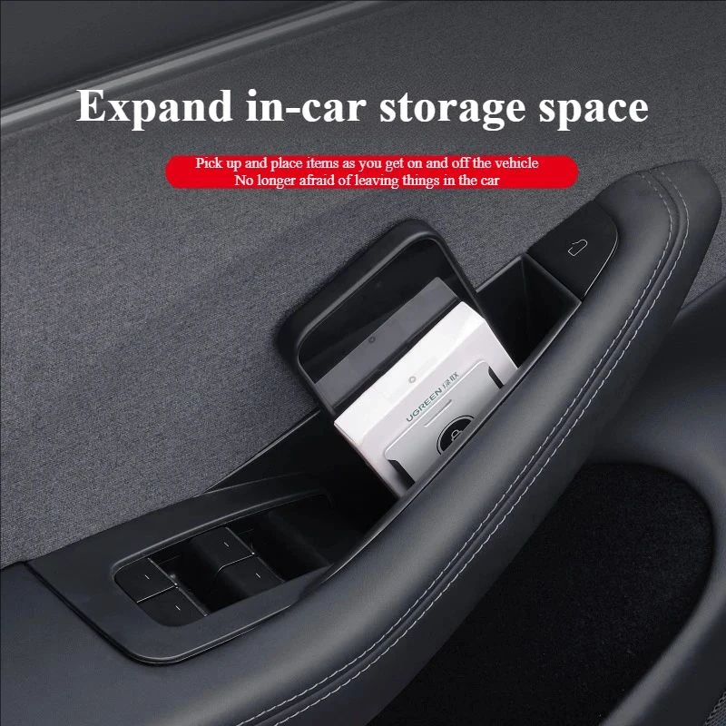 For Tesla Model 3 Y YL Juniper Highland 2020-2026 Door Handle Storage Box Inner Handle All-inclusive Organizer Container Tray
