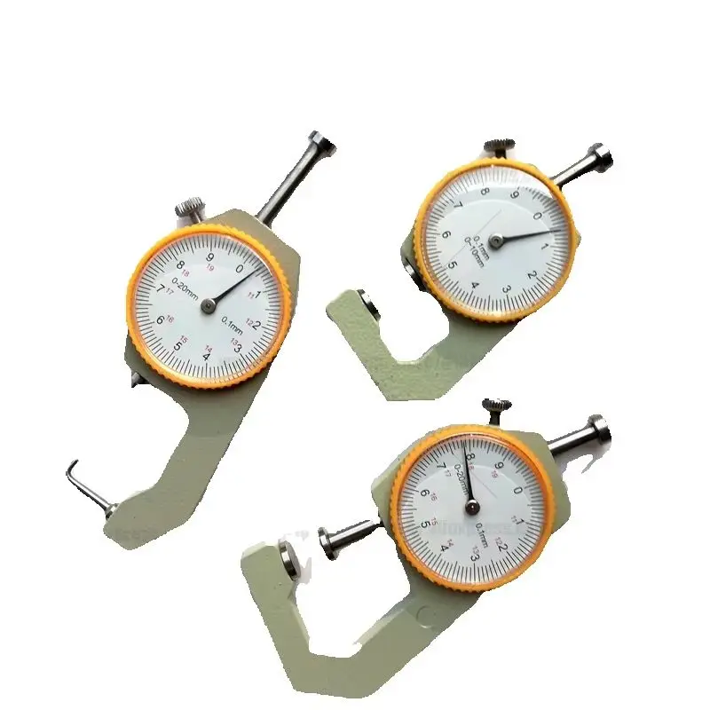 0-10mm0-20mm 0.1mm Resolution Dial Thickness Gauge Leather Flim Paper Jewelry Tube Curved Tip Metal Handheld Meter Tester