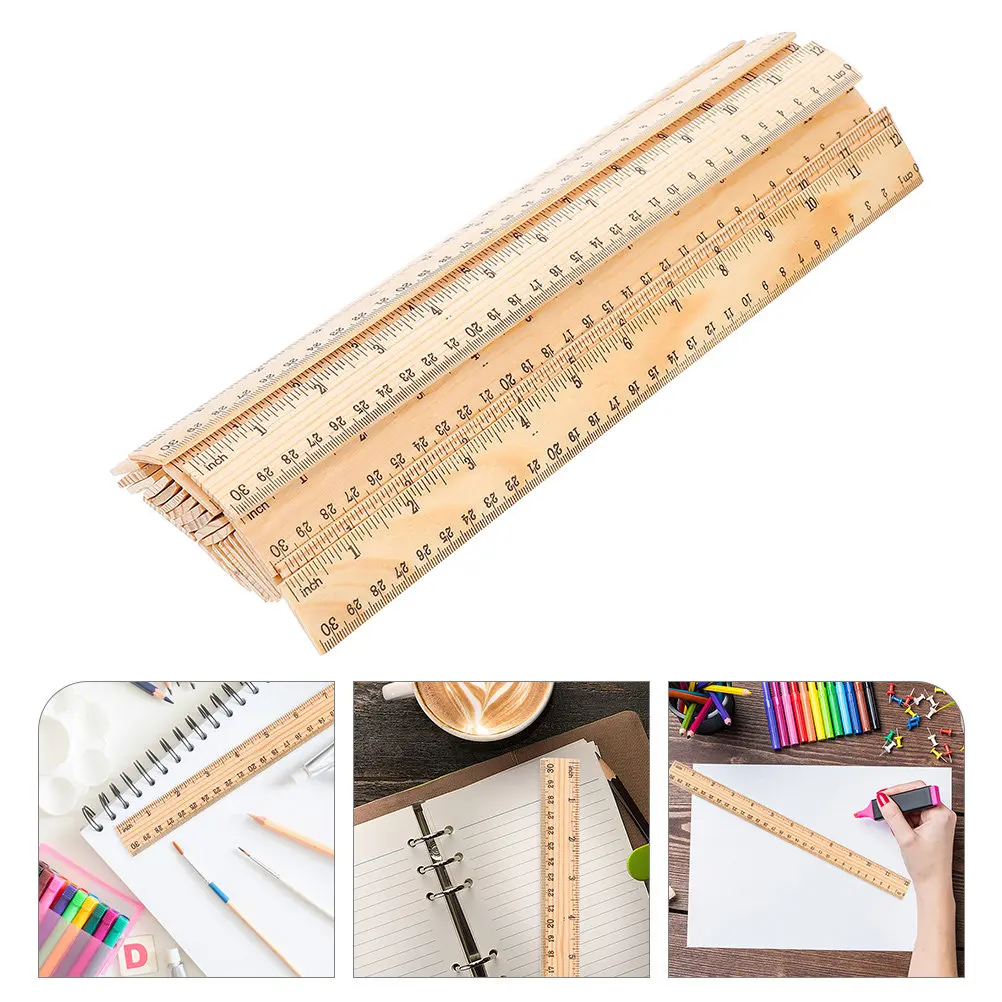 72pcs-wooden-double-scale-rulers-clear-print-students-drawing-measuring-ruler-school-office-supplies-12-inch-30cm-ruler-bulk