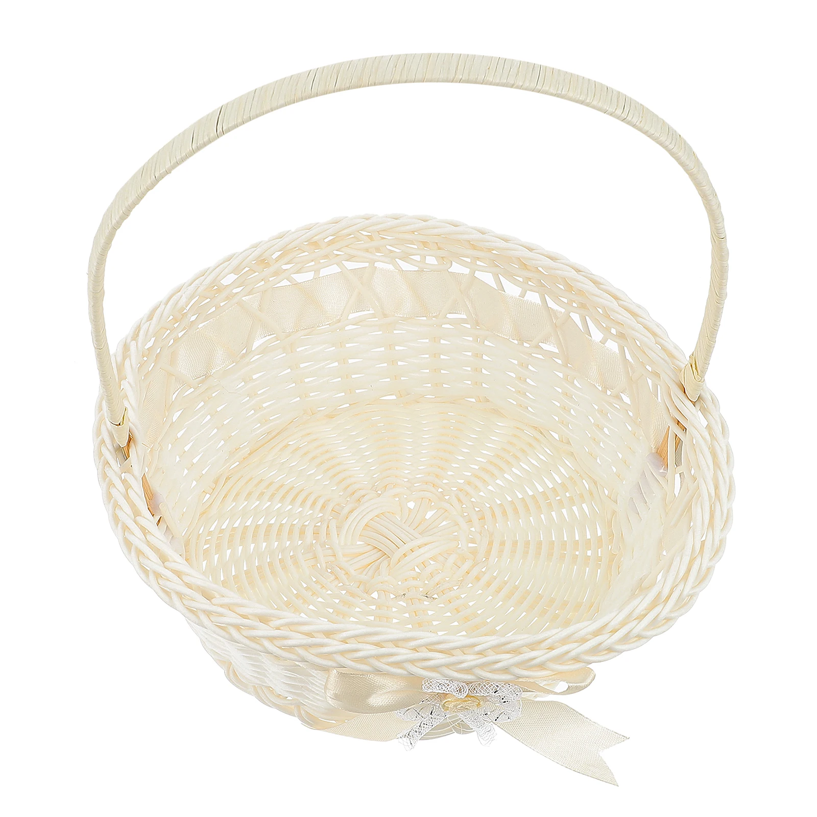 

Woven Flower Basket Storage Baskets Portable Home Decor Picnic Basket with Handle White Baby Medium Size Storage Solution
