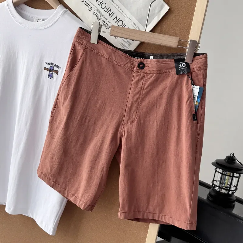 

Мужские летние мягкие дышащие эластичные однотонные повседневные прямые шорты в стиле ретро