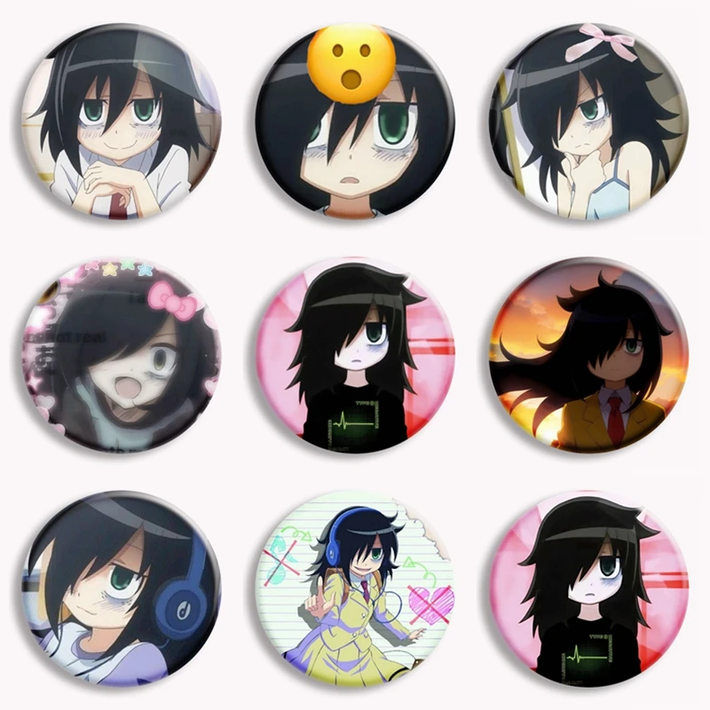 Watamote Tomoko Kuroki Backrooms Button Pin Danemark ge, Anime, Dakimakura Brooch, Bag Accessrespiration, Decor, Friends Gifts