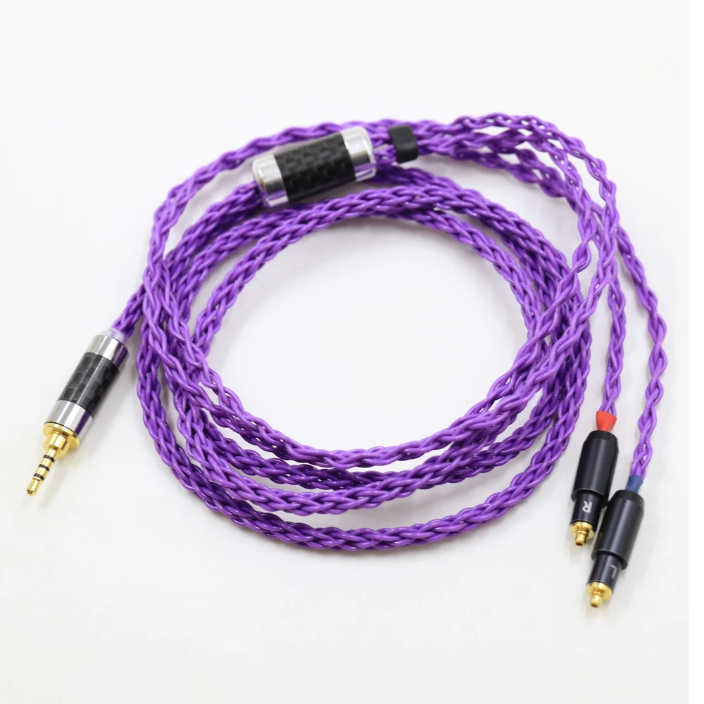 HiFi 8 Core Silver Plated Purple 2.5mm 4.4mm XLR 3.5mm  Earphone Cable For Shure SRH1540 SRH1840 SRH1440