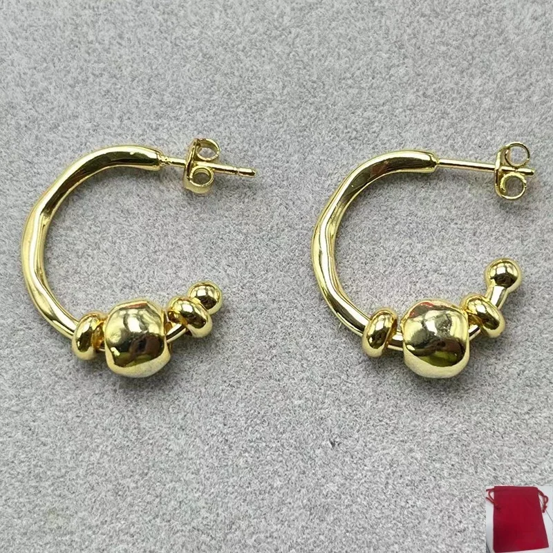 2026 Spanish punk metallic gold silver geometric earrings jewelry accessories neutral gift