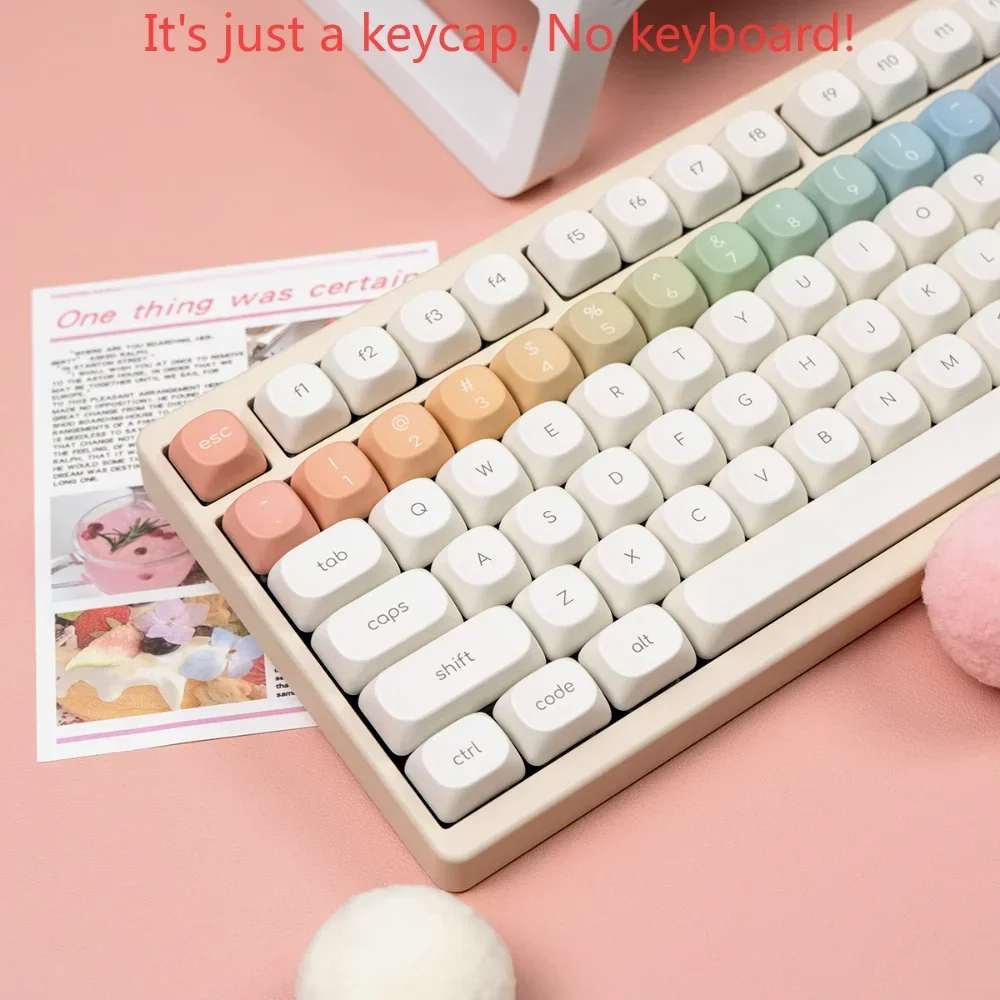 125-toetsen Regenboog Keycaps PBT Melkwit Eenvoudige kleur Macron Keycap Set voor MX-schakelaars Mechanische toetsenbordprofielen