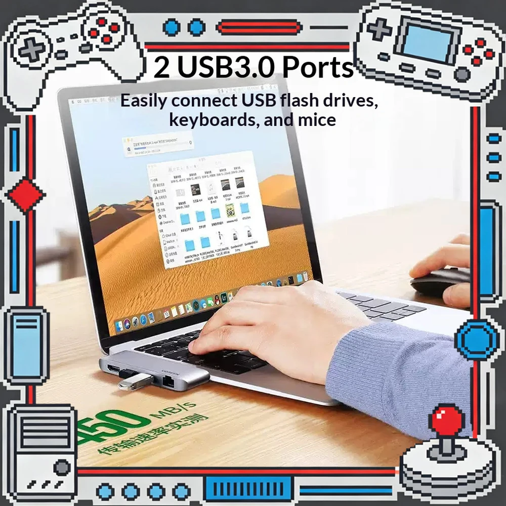UGREEN CM458 20490 USB C Hub Direct Plug HDMI Gigabit Ethernet Docking Station Multiport Adapter for Laptop Computer Monitor