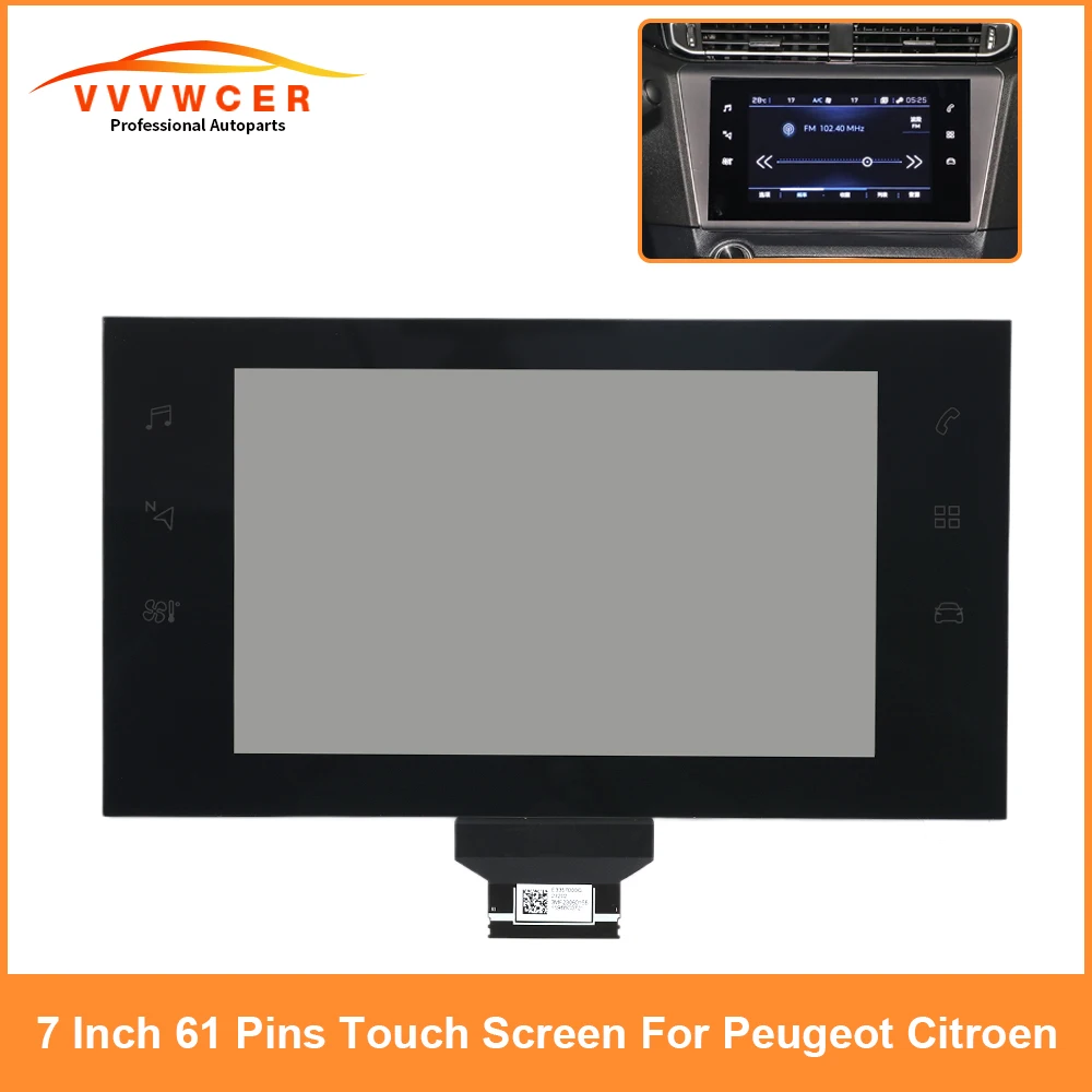 

LPM070G215A For Peugeot Citroen 2019-2021Y 7 Inch 61 Pins Touch Screen Panel Glass Digitizer For Car LCD Display Navigation