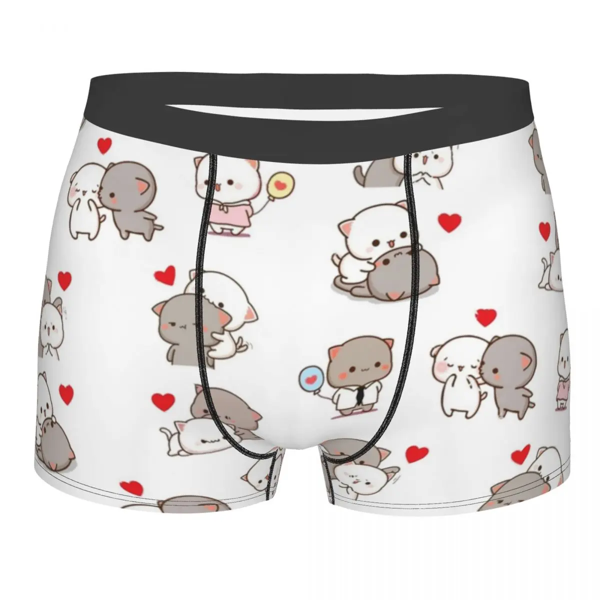 Men Boxer Shorts Panties Mochi Peach and Goma Cat Polyester Underwear Male Sexy S-XXL Underpants