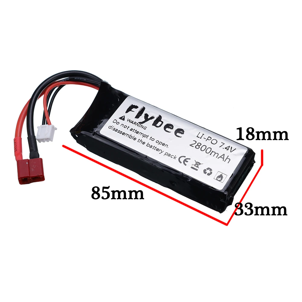 Rc Lipo 2800mah 2S 7.4V แบตเตอรี่ Lipo สําหรับ Wltoys 144001 124018 124019   12423 12428 รถ RC รถบรรทุกถังของเล่นชิ้นส่วนแบตเตอรี่พร้อมปลั๊ก T