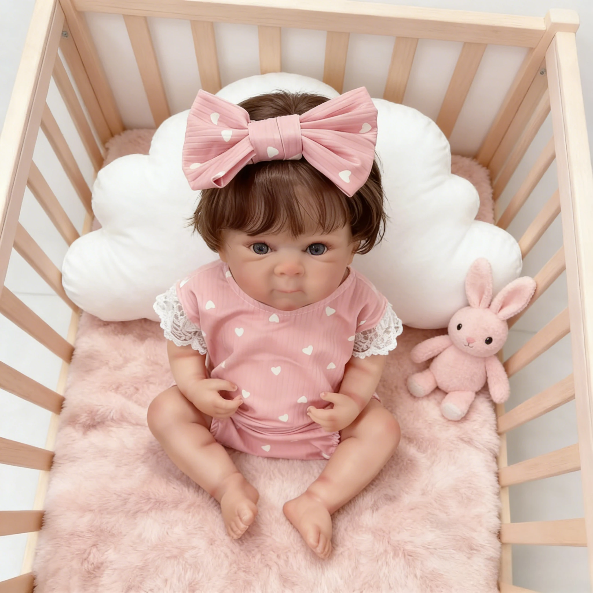 45cm 리얼리스틱 리본 베티 인형 핸드루팅 헤어 소프트 바디 신생아 선물 어린이용