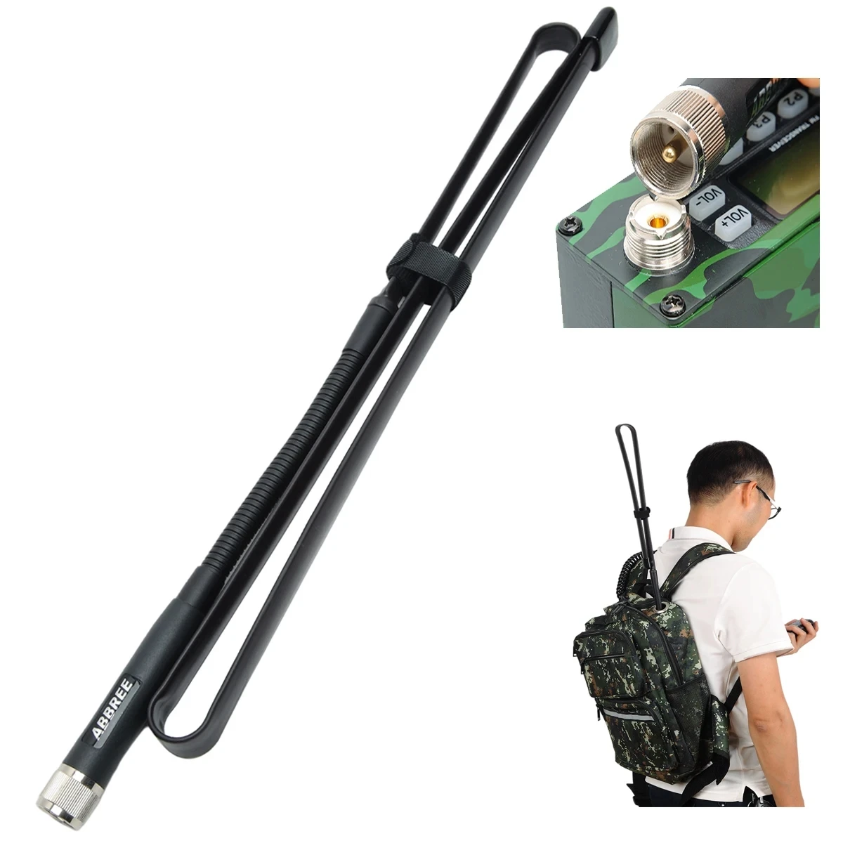 ABBREE Antena táctica plegable VHF/UHF PL259 alta ganancia - imagen 4