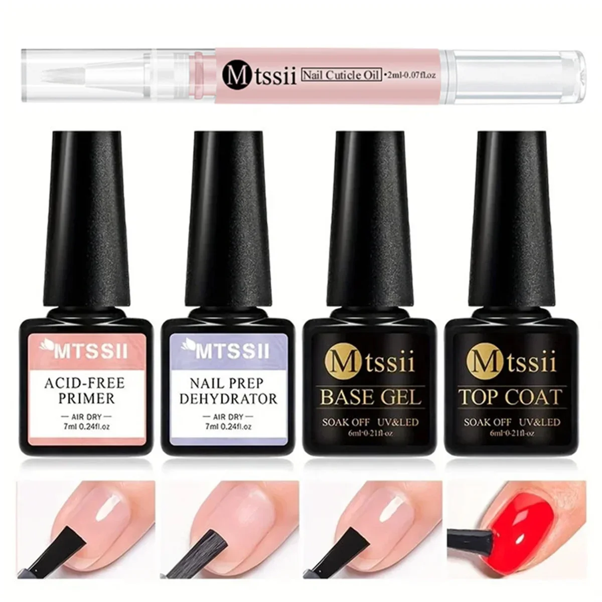 2/4/5pcs Acrylic No-acid Nail-Primer Prep Dehydrator Gel Nail Polish Set No Need Of UV LED Lamp Base Top Coat Nail Art Varnishes