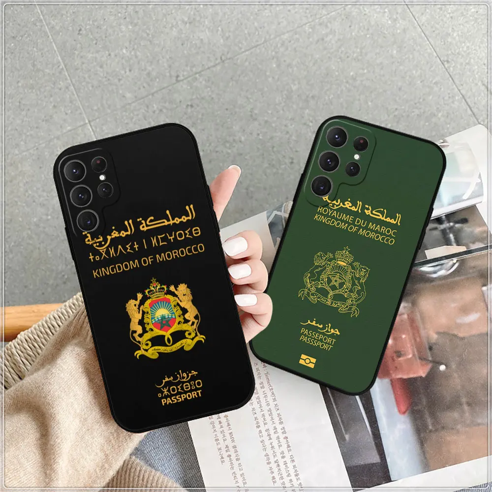 Moroccans Morocco Flag Passport Phone Case For Samsung Galaxy S24 Case S22 S21 S20 S23 Ultra Fe S10 S25 S9 S8 S24 Plus 5G Cover