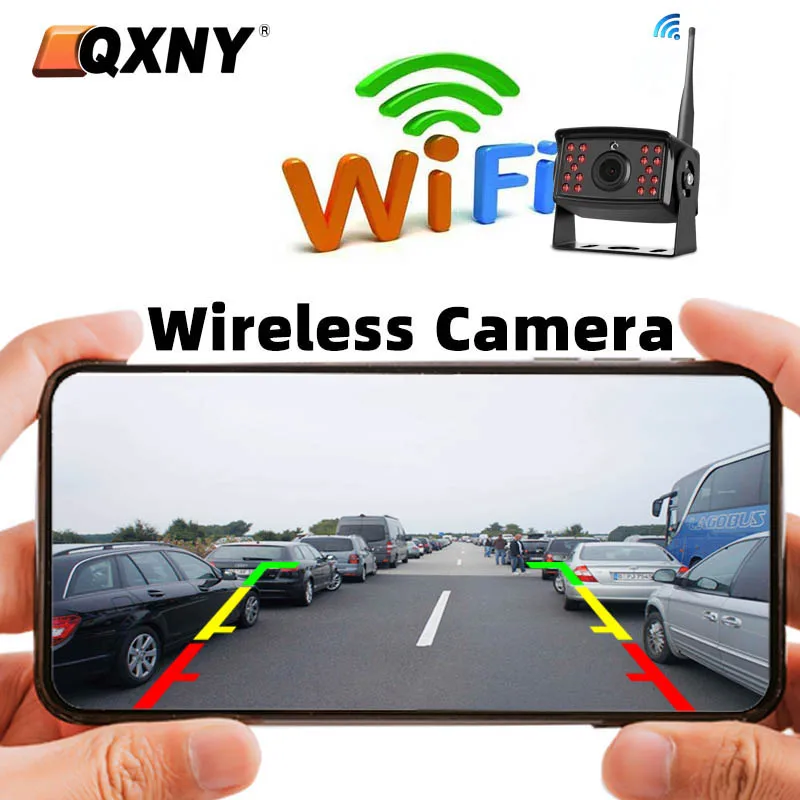 

WiFi Wireless Backup Camera Truck Bus Rear View 12V~24V Automobile IR Reverse HD Night Vision Connect to Android and IOS Phones