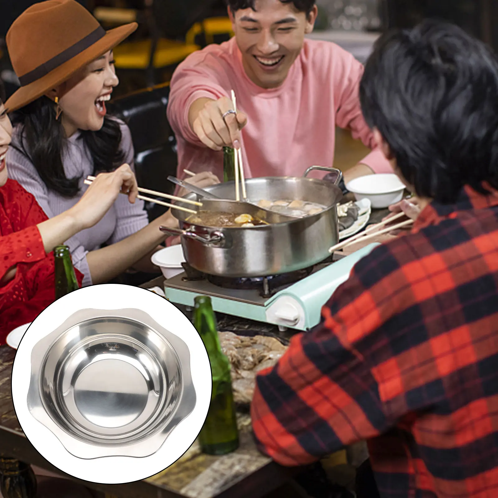 

Stainless Steel Hot Pot Basin Cookware Pots Reusable Rust Proof Easy Clean Kitchen Home Deep Pan Practical