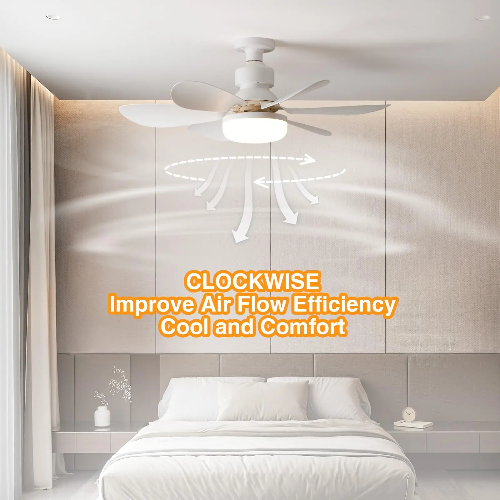 Simple Ceiling Fan with Light E27 Easy To Install 2-in-1 Ceiling Fan with LED Lighting Dormitory Energy Saving Cool Small Fan