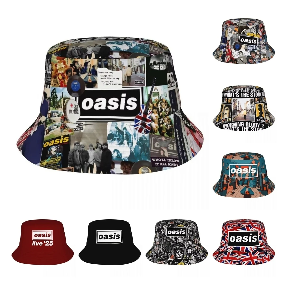 

Girl Bucket Hats O-Oasis Rock Collage Beach Hatwear Foldable Vacation Fishing Fisherman Caps Band Bob Hat Dropshipping