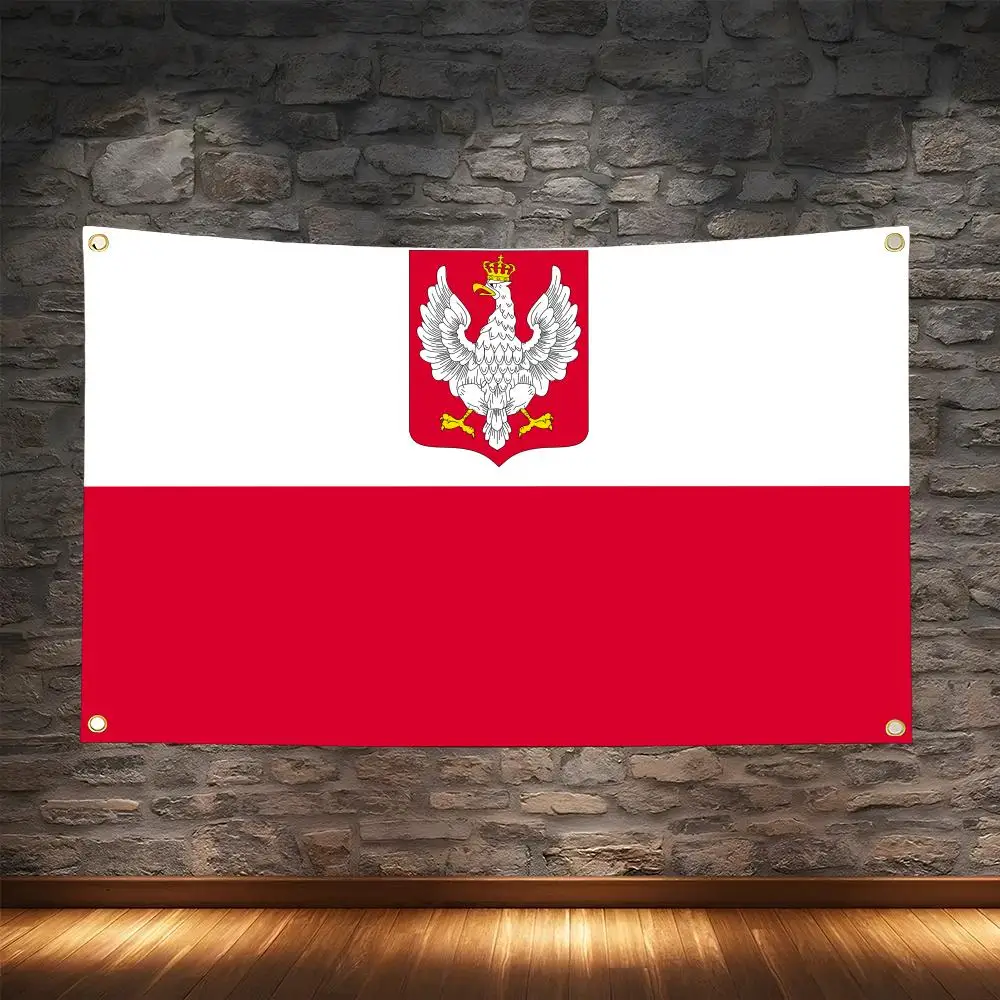 Classic Poland Emble Flag Flags Vintage Aesthetic Wall Hanging Banner for Bedroom Living Room Cozy