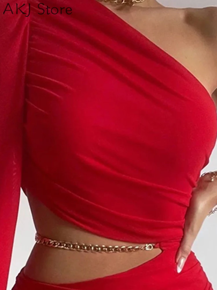 Vestido de festa feminino de malha com recorte de um ombro