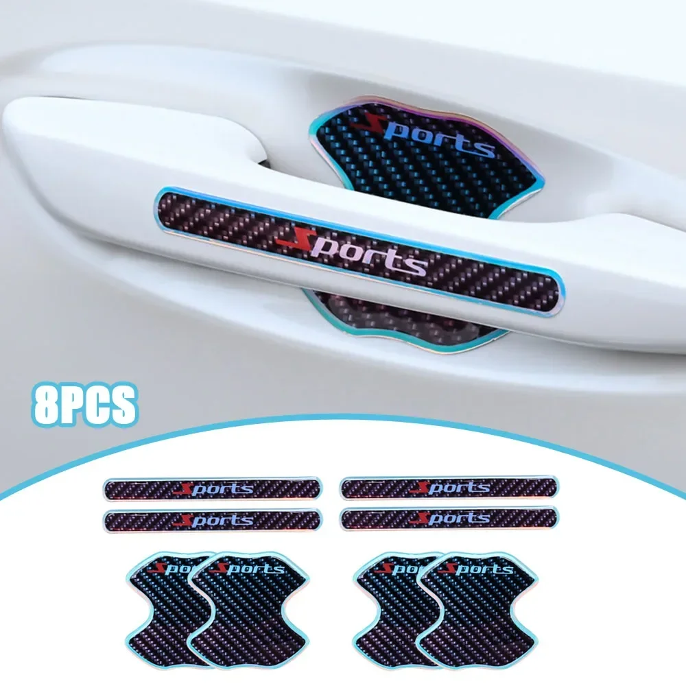 8 قطعة وعاء باب السيارة المضادة للخدش ملصق مقبض باب السيارة الطلاء طبقة حماية ملصق مائي العالمي مضيئة اكسسوارات السيارات الخارجية #2