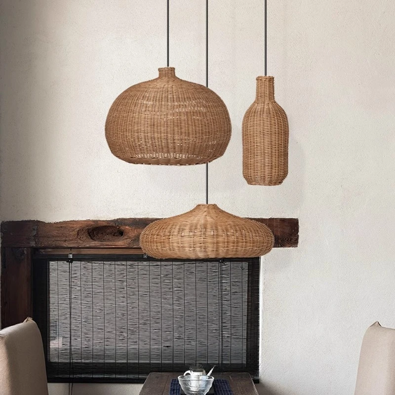 

Vintage wabi-silent wind rattan chandelier Zen tea room lamp Chinese living room bed ＆ breakfast Japanese hotel restaurant lamp
