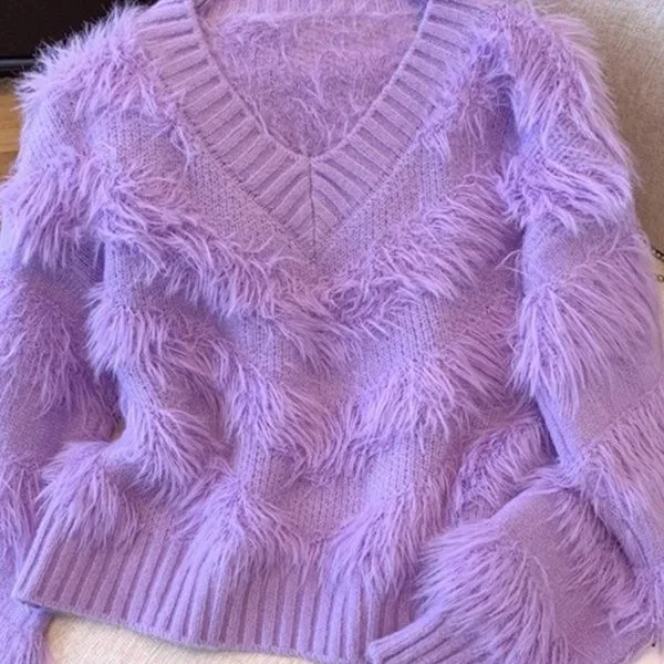 الكورية نمط لينة أفخم طوق المتضخم المرأة تريكو الخامس الرقبة سترة دون أكمام الخريف الشتاء وصول جديد مريح