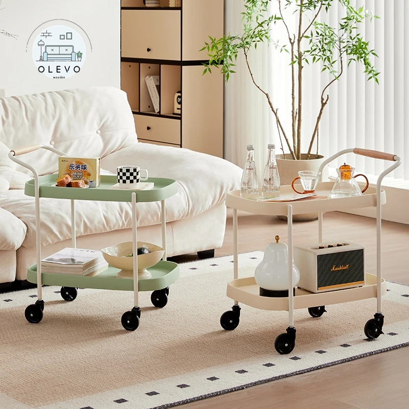 OLEVO Nordic Cream Style Small Cart With Removable Storage Rack Widening Design For Convenient Storage Needs Easy To Use New