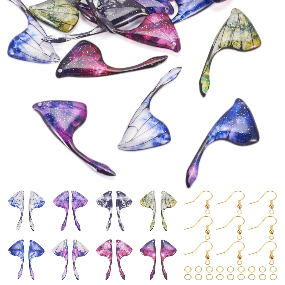 

1Set DIY Brass & Epoxy Resin Butterfly Wing Dangle Earring Brass Earring Jewelry Kits for Women Dangle Earring DIY Making