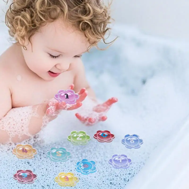 Juguetes de baño con números, bolas flotantes para piscina, juego sensorial para niños, juego de números flotantes para bañera, ducha, piscina, baño, preescolar