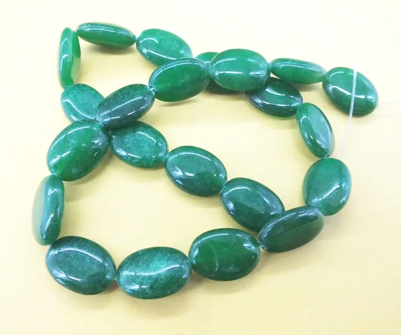 10 shares 13x18 oval Green Malay Jades Stone Beads for Jewelry Making Bracelet, Necklace Material 15