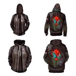 Anime Cosplay Punking Edgerunners Cosplay Costume Stand Collar Jacket Hoodie Zipper Coat Punk for Men Halloween