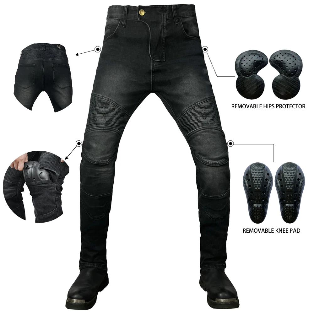 

New Motorcycle Road Racing Blue Pants Black Men Moto Jeans Motocross Gray Pants Protective With CE Protection Motorbike Trousers