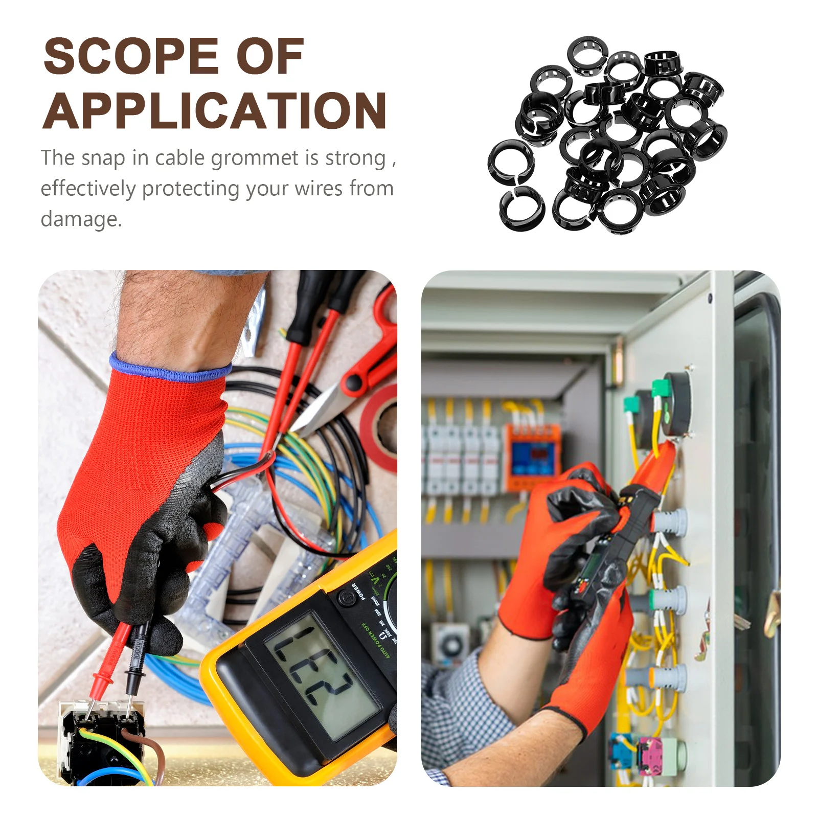 

50 pcs Cable Snap Bushing Grommets 10Mm Round Snap In Wire Protection Nylon Bushing For Electrical Appliance Cable Mounting