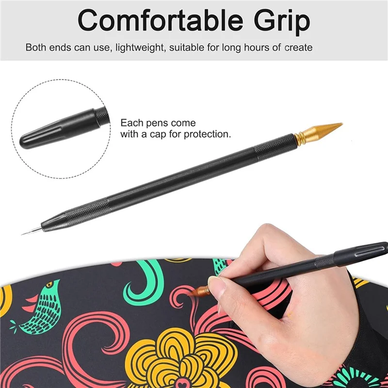 

【B6R-распродажа】9 шт. инструменты для скретч-арта, деревянный стилус для царапин, набор инструментов для рисования, включая сумку для инструментов, ручки для раскрашивания и деревянные стилусы